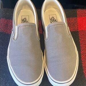 Vans Classic Slip On Canvas Sneakers Charcoal Sz W11 M9.5 Comfort Skateboard